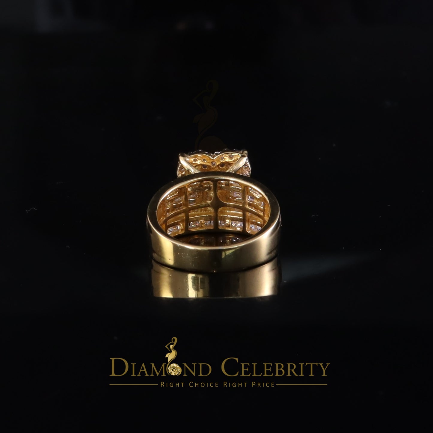 DiamondCelebritees Womens Cinderella Heart Ring SZ7 Yellow 925 Silver 1.00ct VVS D Moissanite
