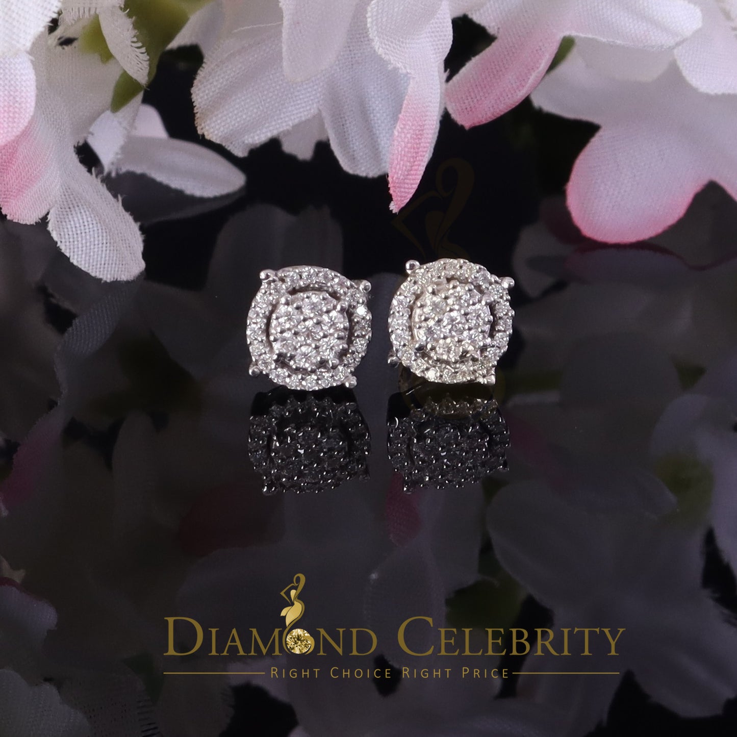 Diamondcelebritees 925 Silver White 0.40ct VVS 'D' Moissanite Round Men's / Womens Stud Earrings