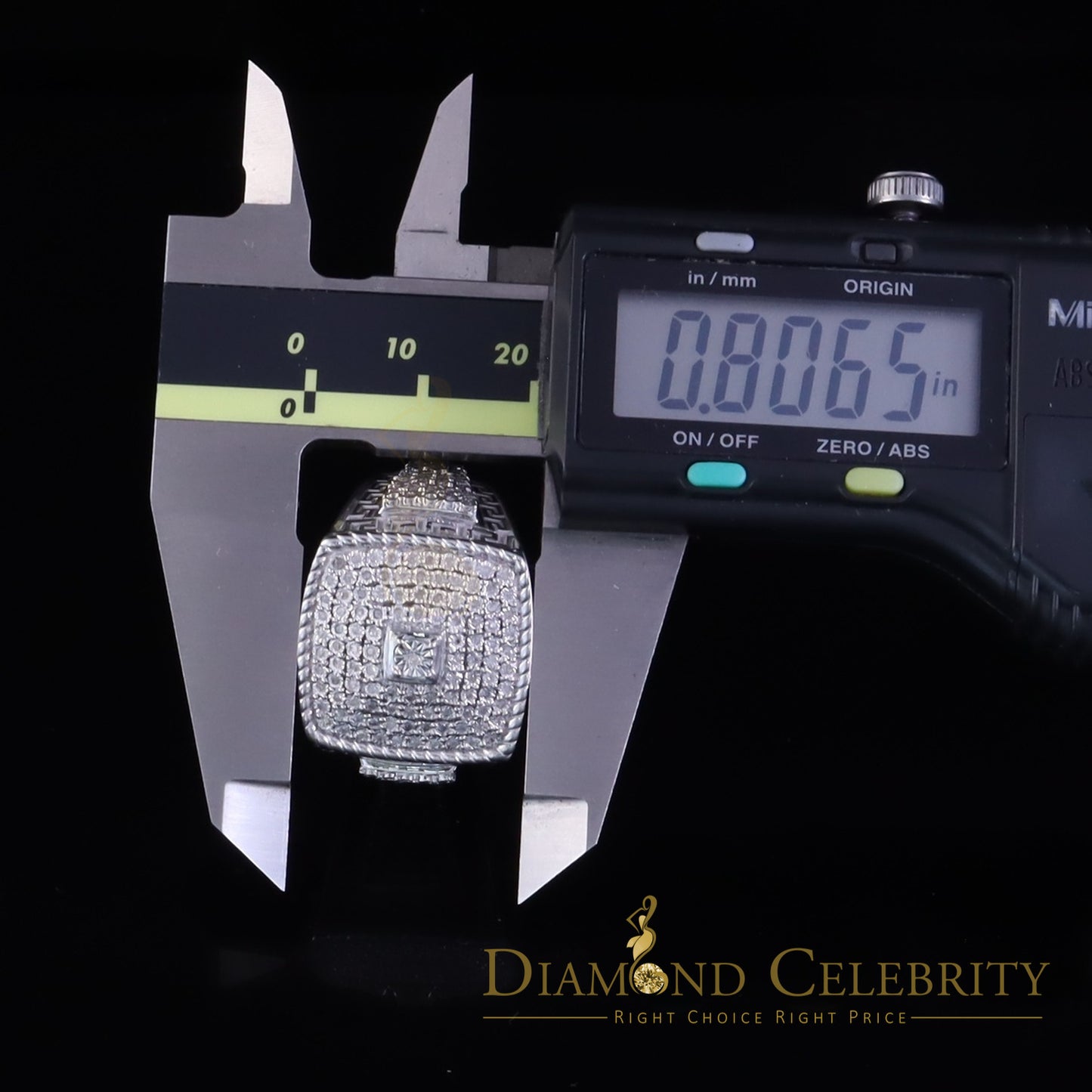 DiamondCelebritees Real 0.81ct Micro Pave Diamond Big Look 925 White Silver Ring Size 11 for Mens