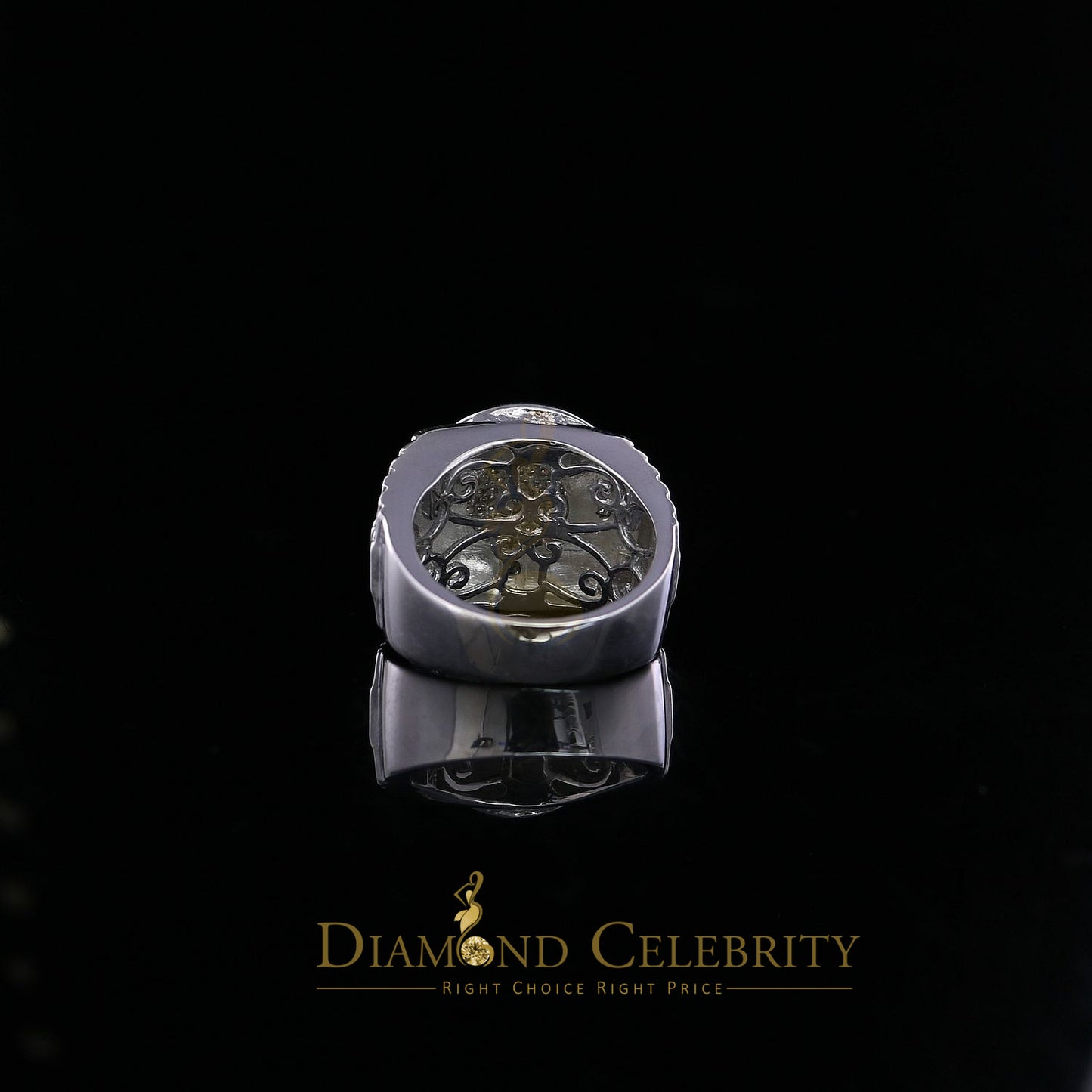 DiamondCelebritees 925 Sterling Silver 0.50CT Real Diamond White Men's Engagement Round Ring Size 9