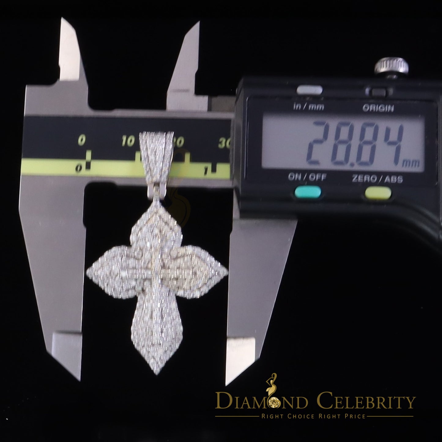 Diamondcelebritees 3.0ct VVS D Moissanite White Silver Charm Cross Floury Pendant Men's & Women's