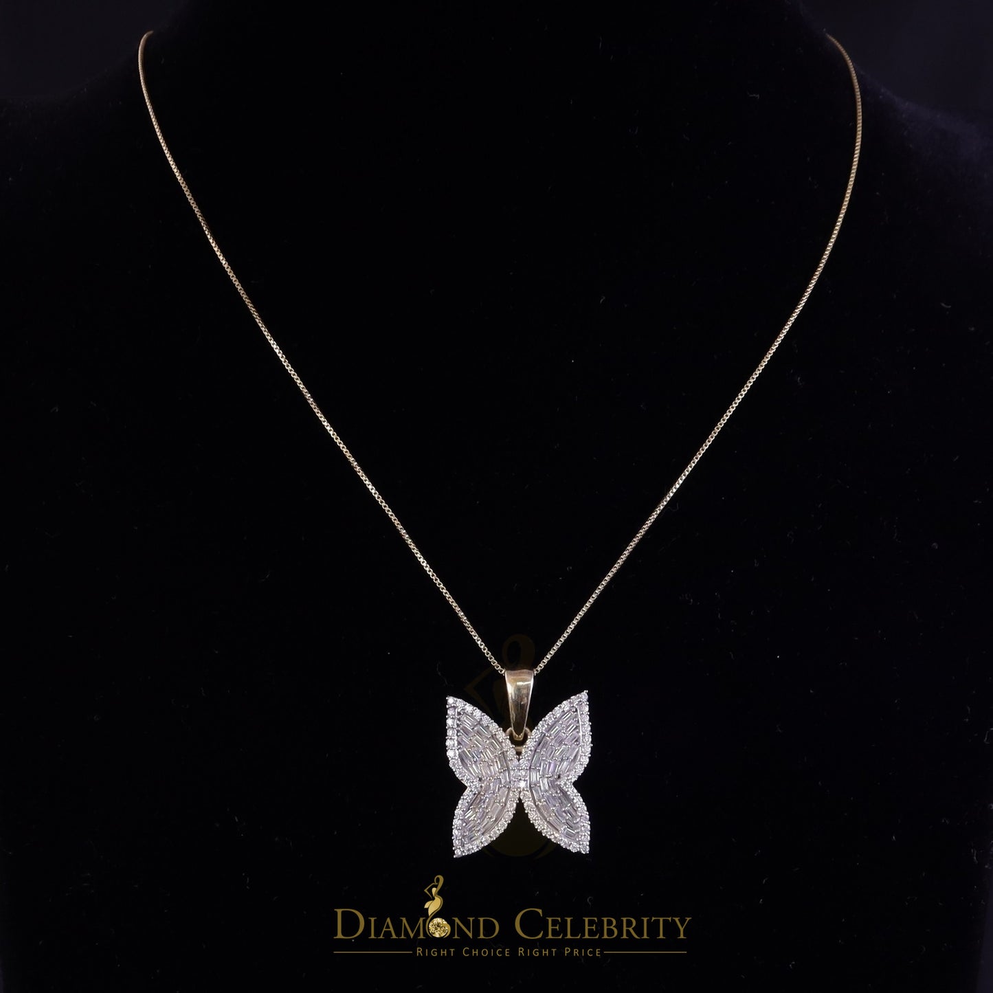 Diamondcelebritees Men's/Womens 925 Silver Yellow 1.50ct VVS 'D' Moissanite Butterfly Pendant