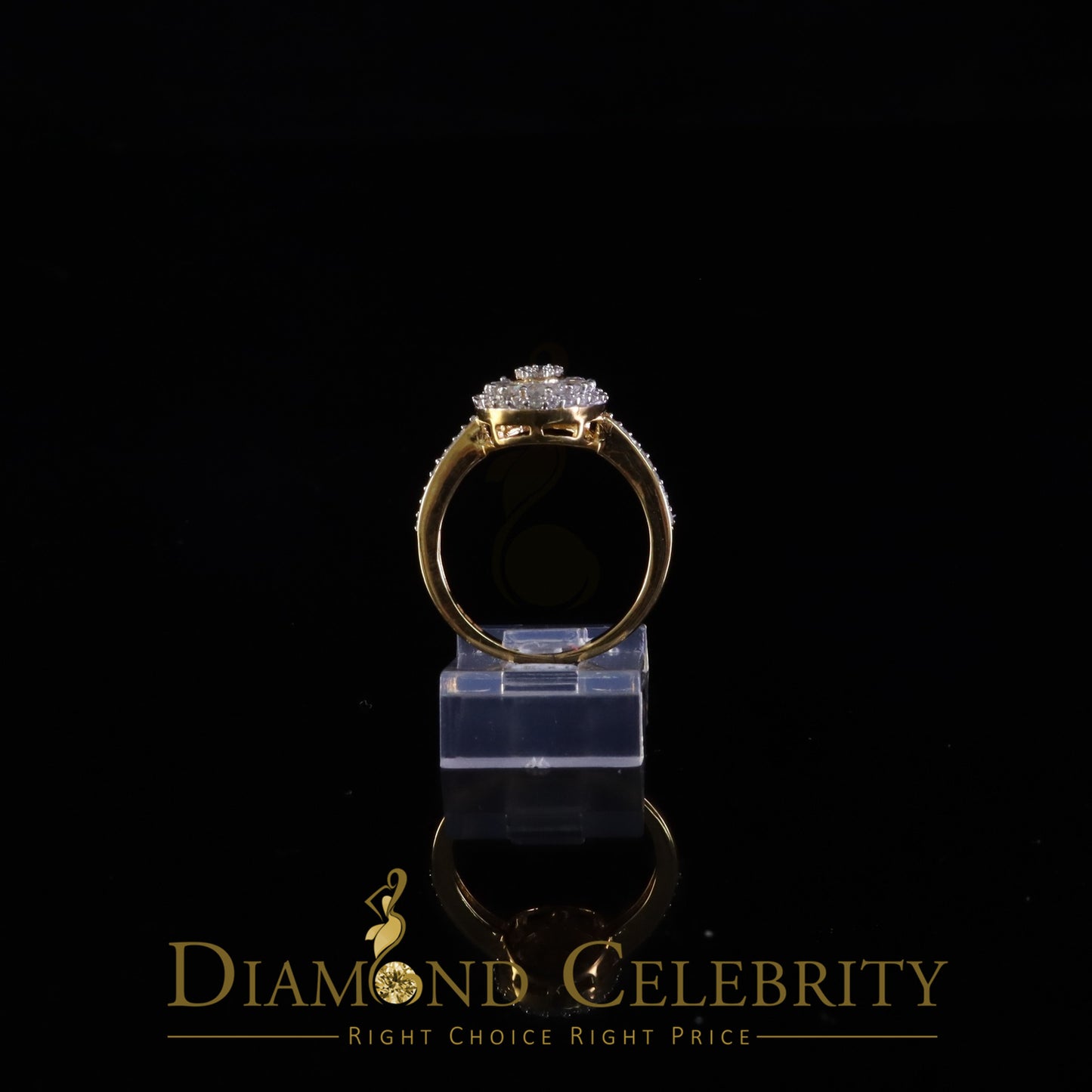 DiamondCelebritees Womens 925 Sterling Silver Yellow 1.0ct VVS D Baguette Moissanite Oval Ring SZ 7