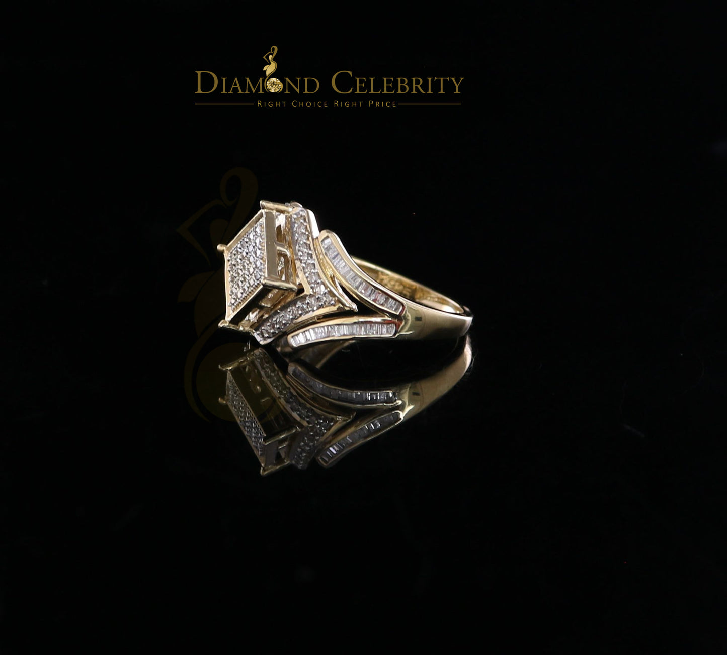 DiamondCelebritees Real 0.66ct Diamond 925 Sterling Silver Yellow Square Womens Engagement Ring SZ7