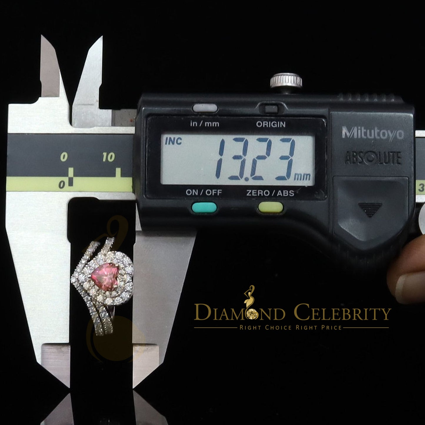 DiamondCelebritees 1.66 CT Women's 925 Silver VVS D Pink & White Moissanite Heart Double Ring SZ 7