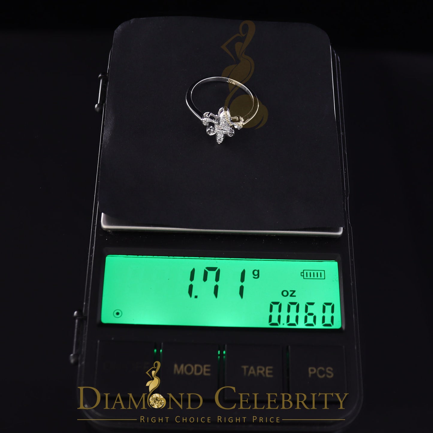 DiamondCelebritees 0.18ct Cubic Zirconia 925Sterling White Silver Saints Womens Fashion Ring Size 7