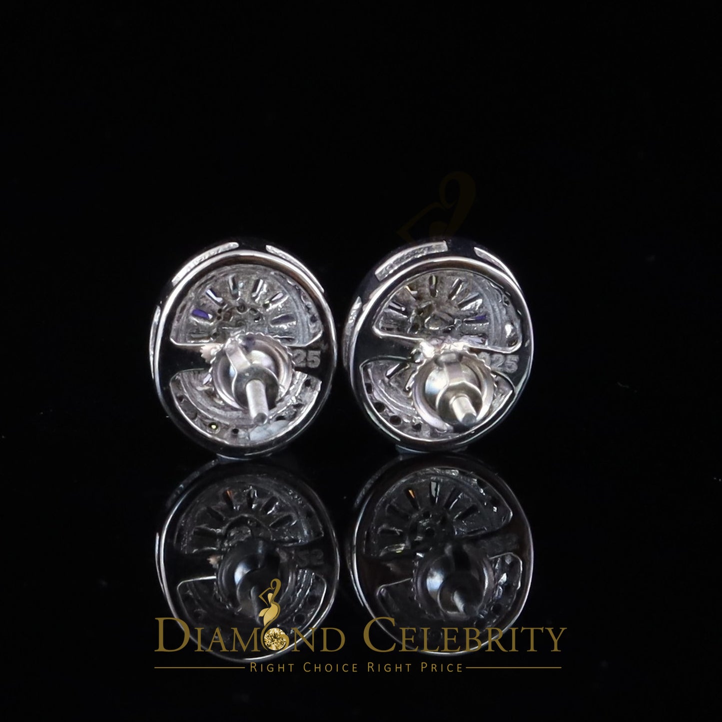 Diamondcelebritees 925 White Silver 1.00ct VVS 'D' Moissanite Oval Stud Earring Men's/Womens