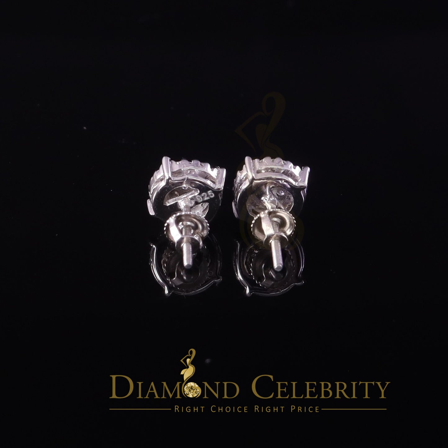 Diamondcelebritees 925 Silver White 0.40ct VVS 'D' Moissanite Round Men's / Womens Stud Earrings