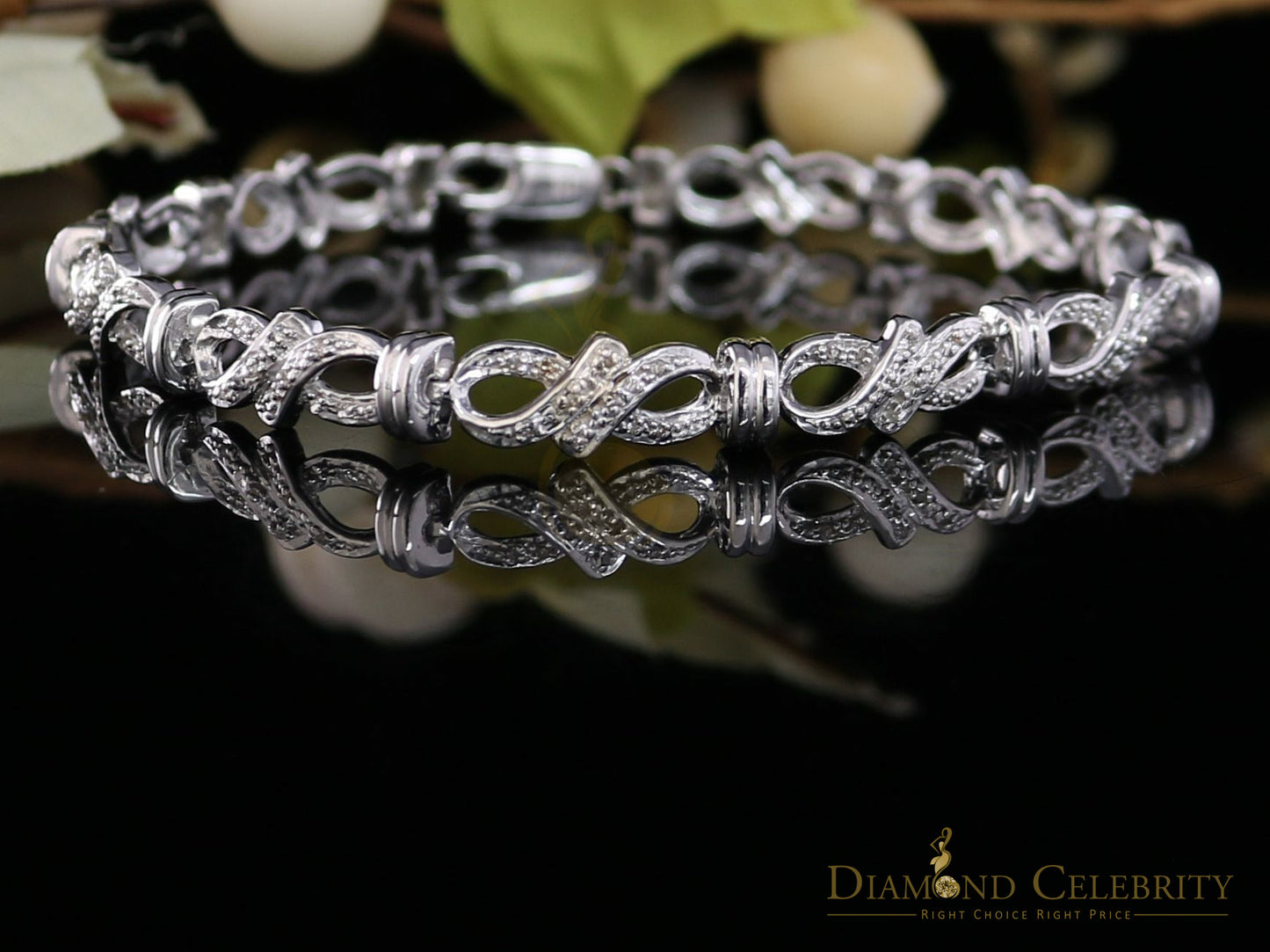 Diamondcelebritees 925 Sterling Silver White Bracelete Size 7 Inch with 0.22CT Genuine Diamonds