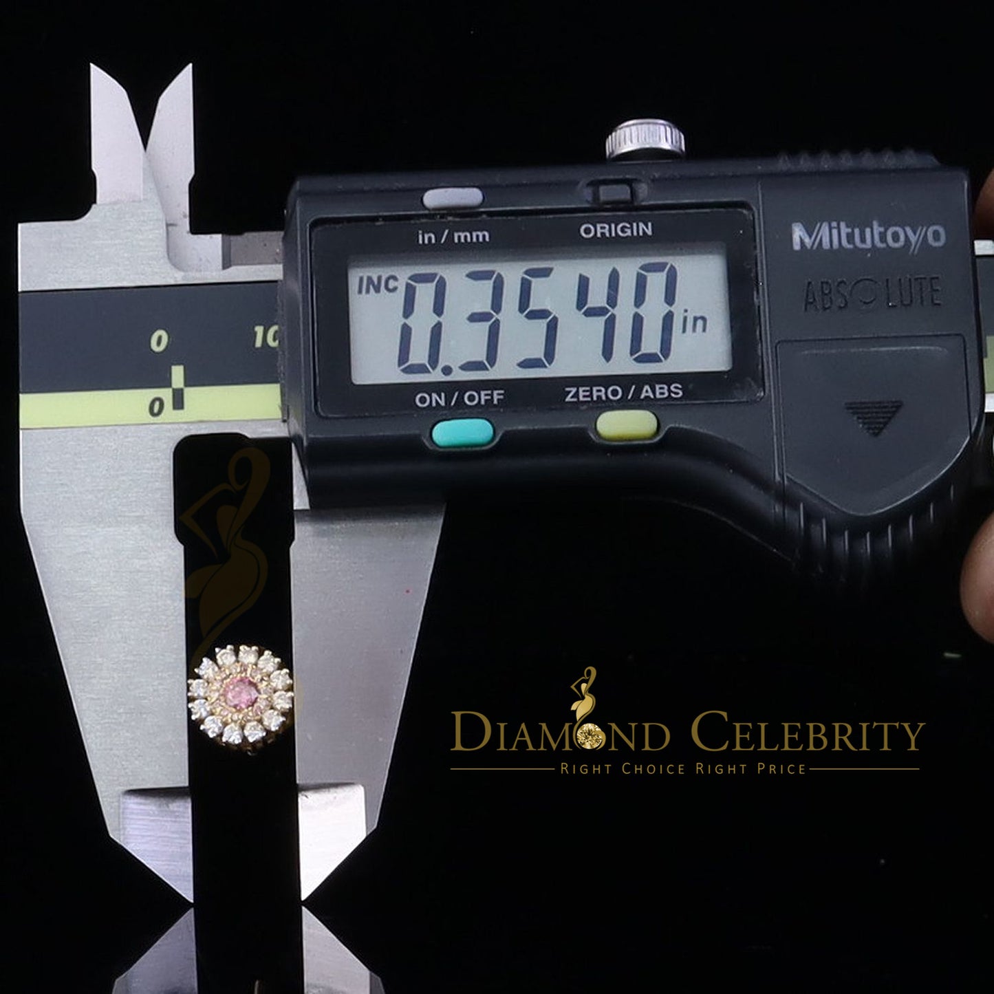 DiamondCelebritees 925 Silver Yellow 1.00ct VVS D Pink Moissanite Round Men's/Women's Stud Earrings