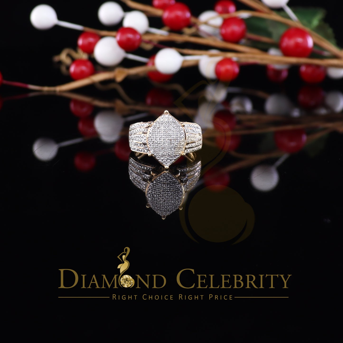 DiamondCelebritees 0.20 CT Real Diamond Womens Sterling SilverYellow Turtle Ring Size 7