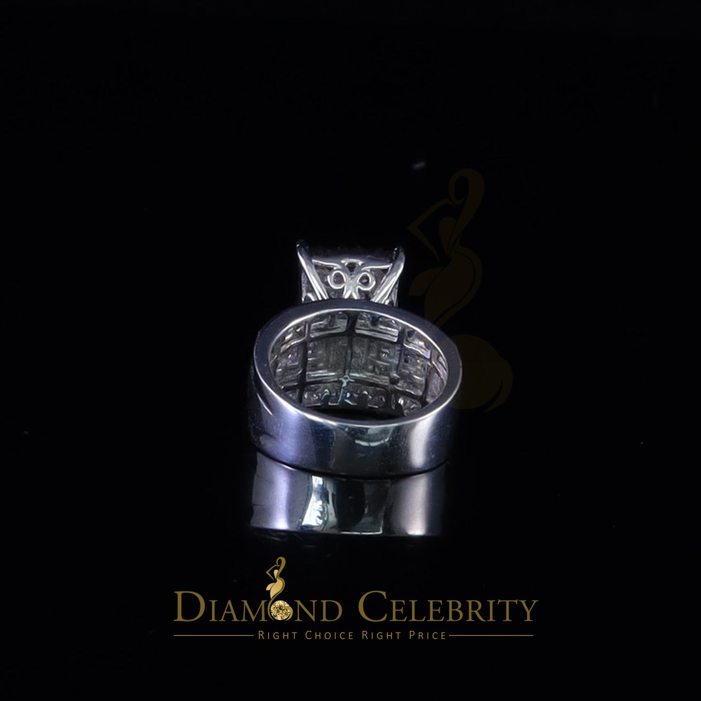 DiamondCelebritees 925 Sterling White Silver Square 4.20ct Cubic Zirconia Womens Ring Size 8