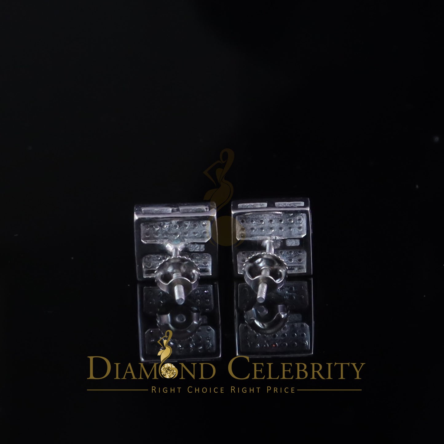 DiamondCelebritees 925 Sterling Silver Diamond White 0.25ct Princess Shape Stud Earring For Womens