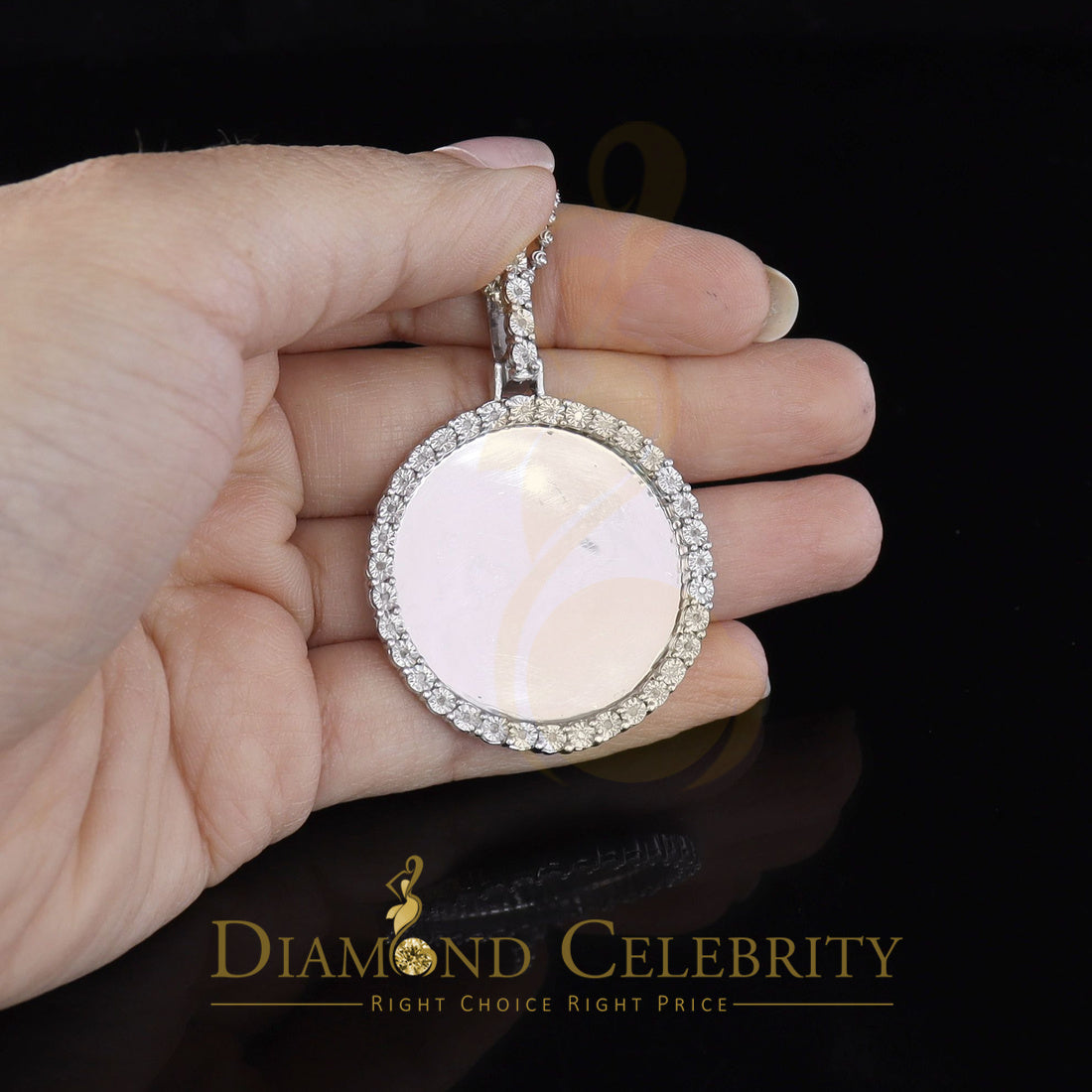 DiamondCelebritees Real 0.15ct Diamond 925 Sterling Silver 1.50" PICTURE Fashion White Pendant