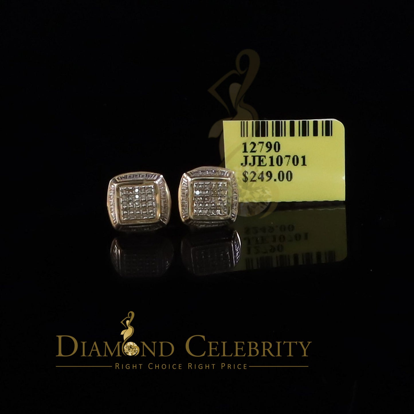 DiamondCelebritees 925 Sterling Silver Hip Hop Men's & Women's 0.15ct Real Diamonds Yellow Earrings