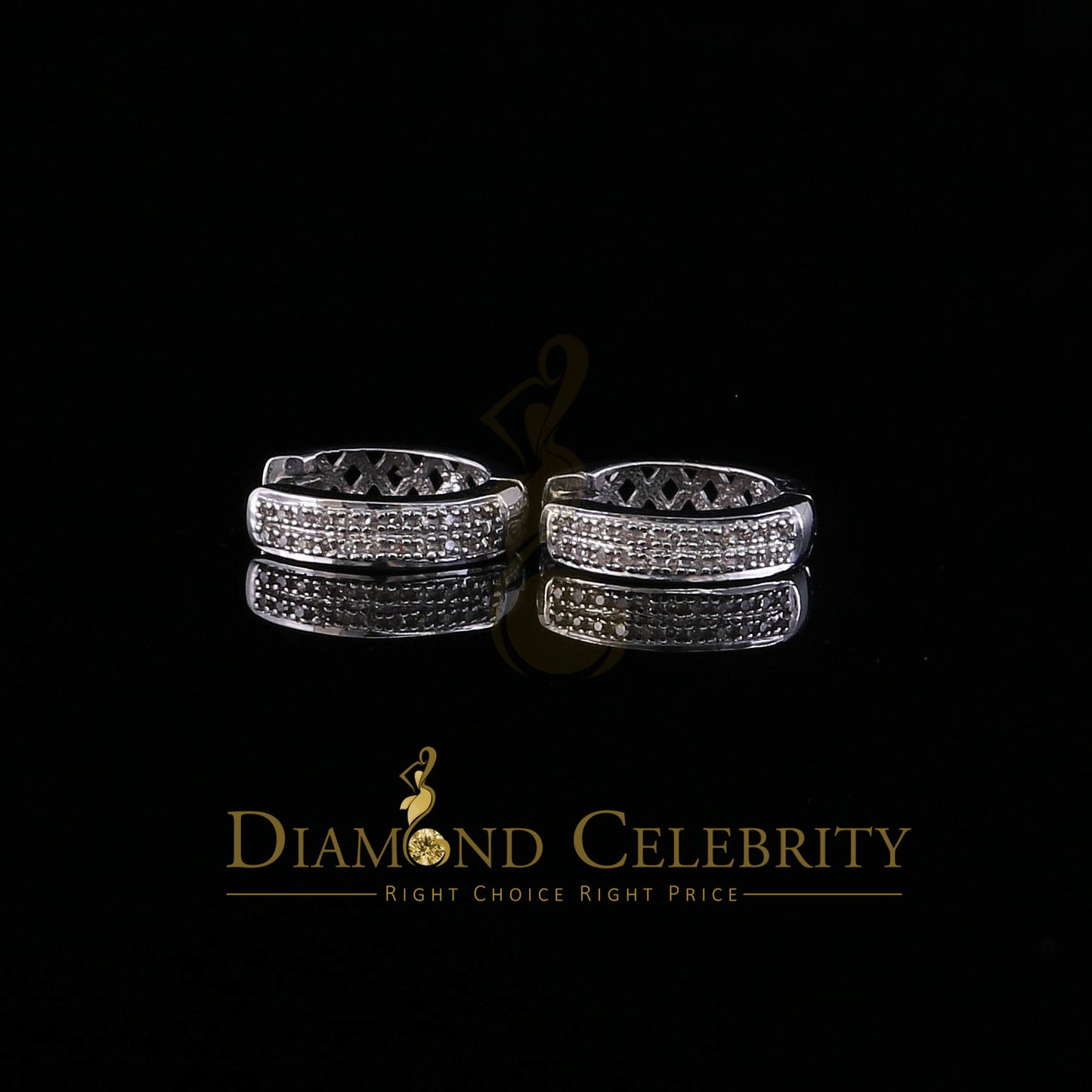 DiamondCelebritees 0.15ct Diamond 925 Sterling Silver White Hoop Stud Earrings For unisex