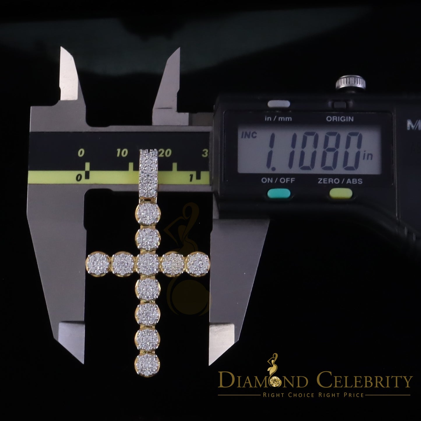 Diamondcelebritees Yellow Silver Charm 2CT VVS D Moissanite flower Cross 2 Inch Pendant Men & Women