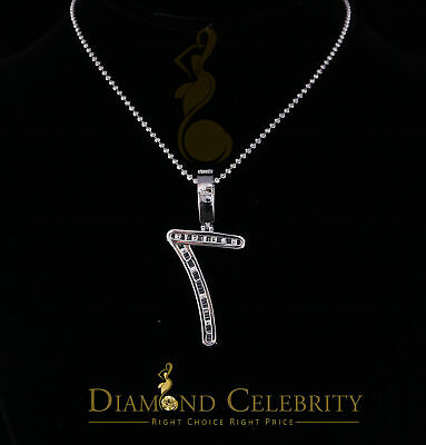 DiamondCelebritees White 925 Sterling Silver Numberic Number '7' Pendant with 3.66ct Cubic Zirconia