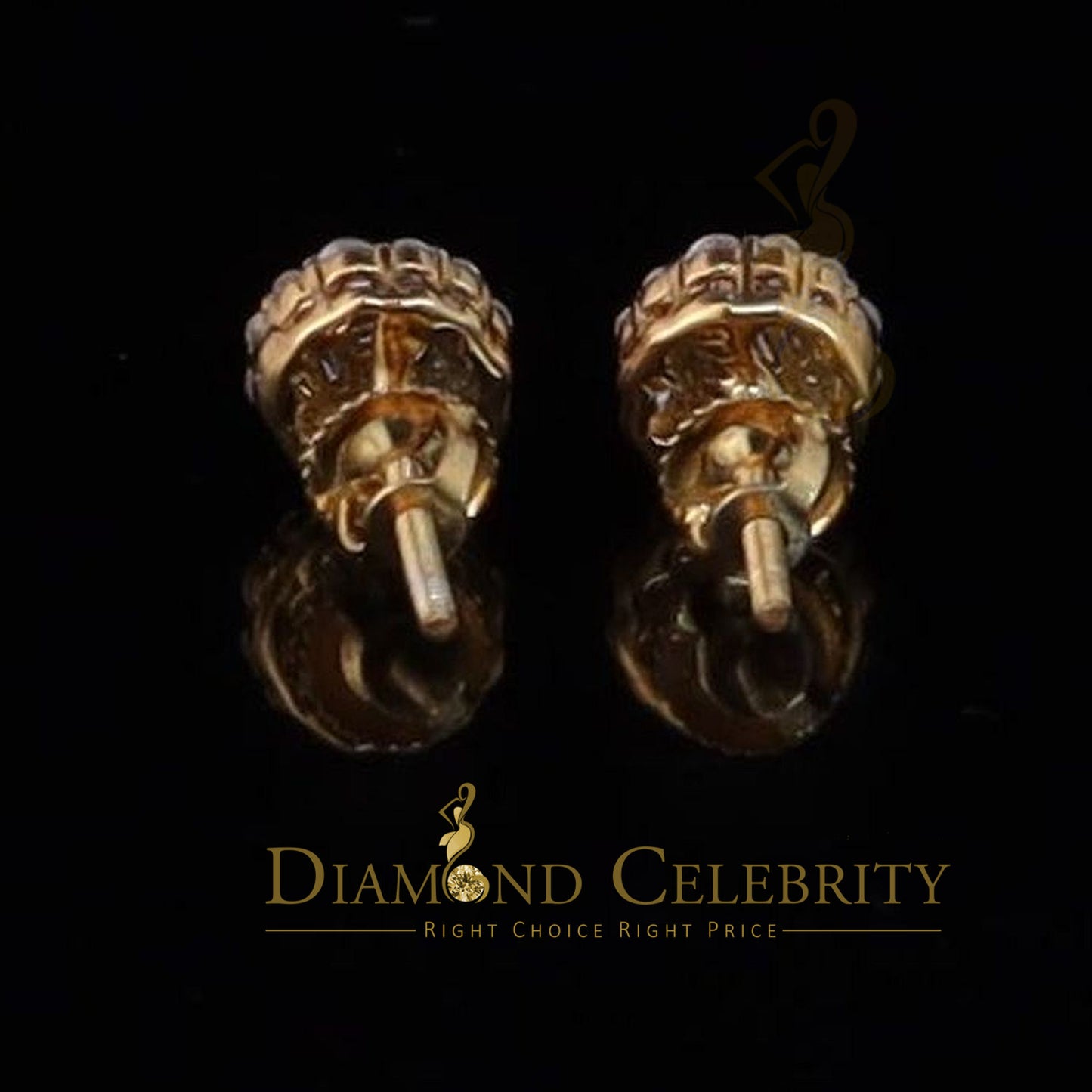 DiamondCelebritees 925 Yellow Sterling Silver 0.74ct Cubic Zirconia Women's Hip Hop Flower Earrings