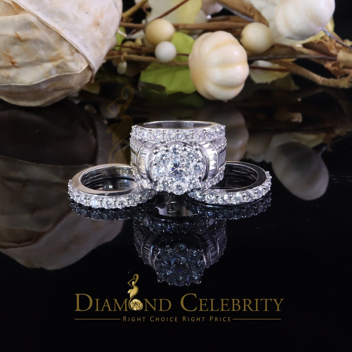 DiamondCelebritees Sterling Silver Round Cubic Zirconia 11.48ct Wedding White Womens Ring SIZE 7