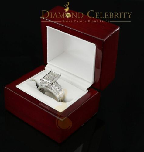 DiamondCelebritees 925 Sterling Silver with 1.00ct Real Diamond Womens Engagement White Ring SZ 7.5
