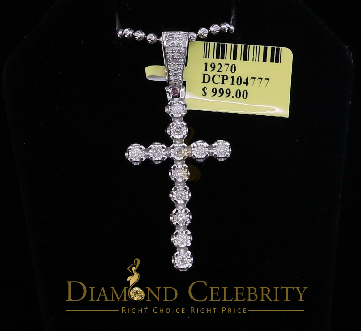 DiamondCelebritees Real 0.50ct Diamond Sterling Silver CROSS Charm Fashion Necklace Pendant White