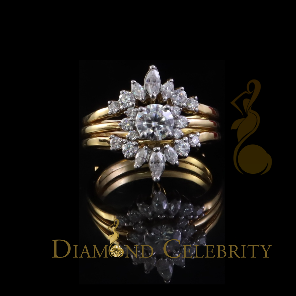 DiamondCelebritees New Bridal Womens 925 Yellow Silver Moissanite 1.25ct VVS D Insert Ring SZ 7
