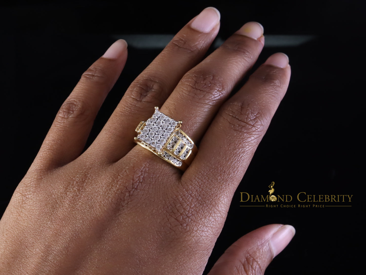 DiamondCelebritees Mirage 0.2ct Diamond Real Cinderella Rectangle 925Silver Yellow Womens Ring Sz 7