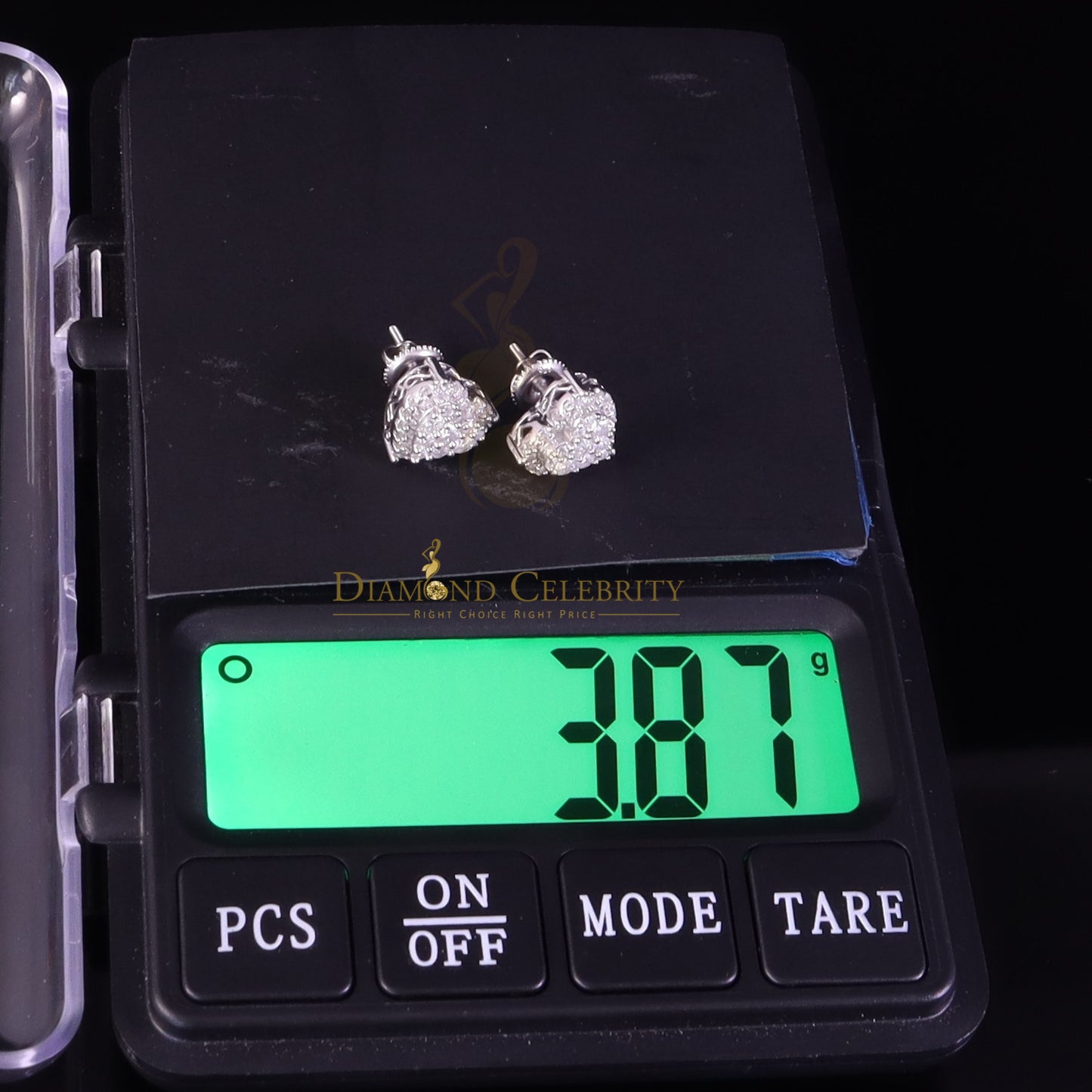 Diamondcelebritees Men's/Womens 925 Silver White 1.25ct VVS 'D' Moissanite Heart Stud Earrings