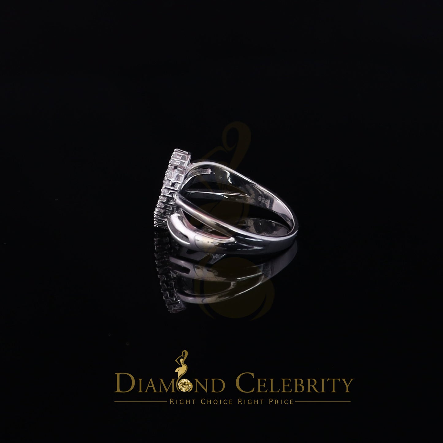 DiamondCelebritees 925 Silver 0.52ct Shiny Cubic Zirconia White Heart Engagement Womens Ring Size 7
