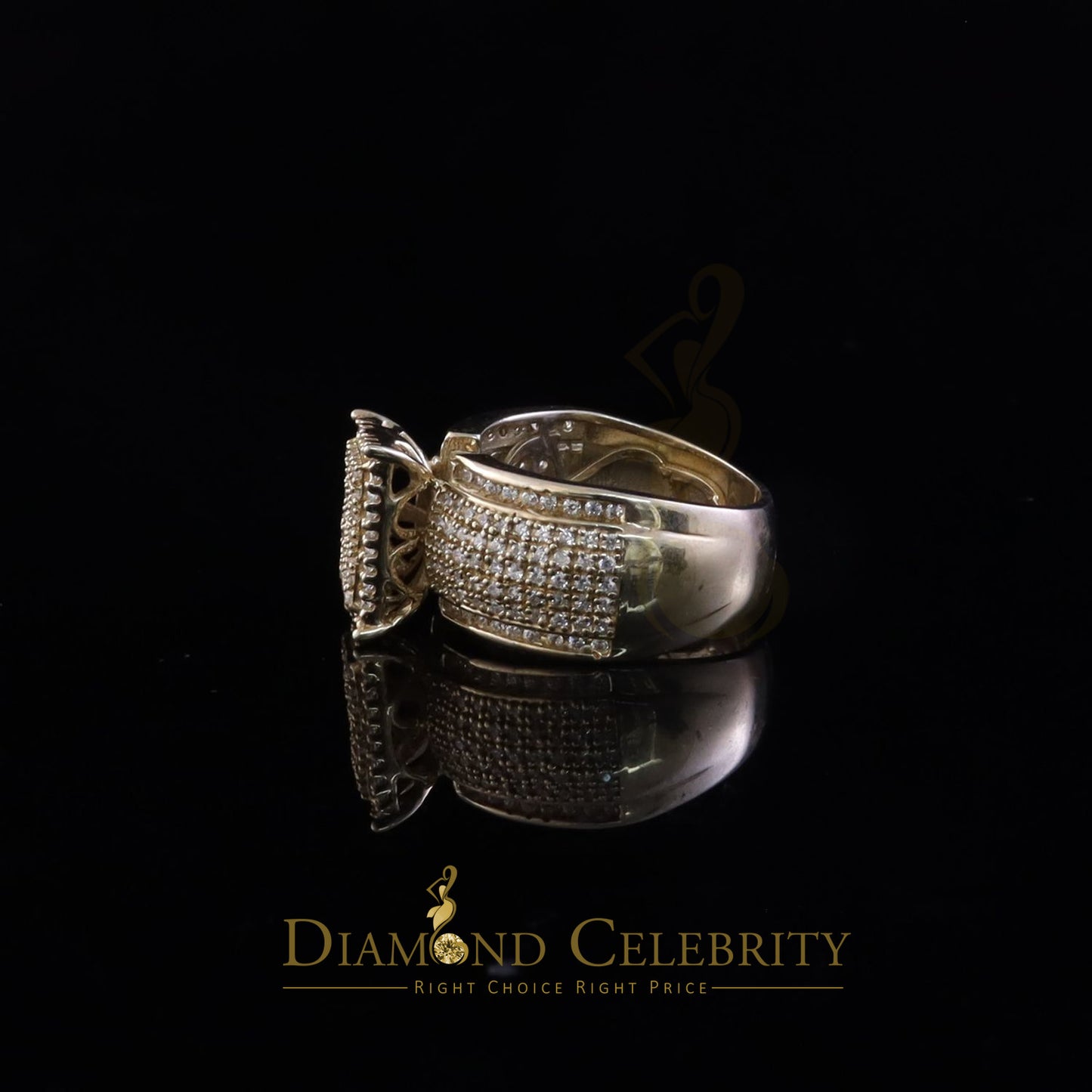 DiamondCelebritees 2.03ct Cubic Zirconia 925 Yellow Silver Set Women's Engagement Ring Size 7