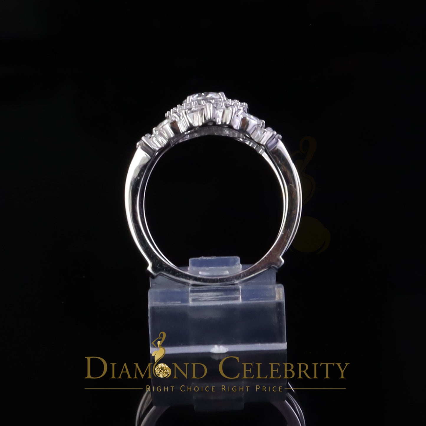 DiamondCelebritees 925 Silver Moissanite White Enhancer Round 1.66ct Wrap Insert Ring Sz7 For Women