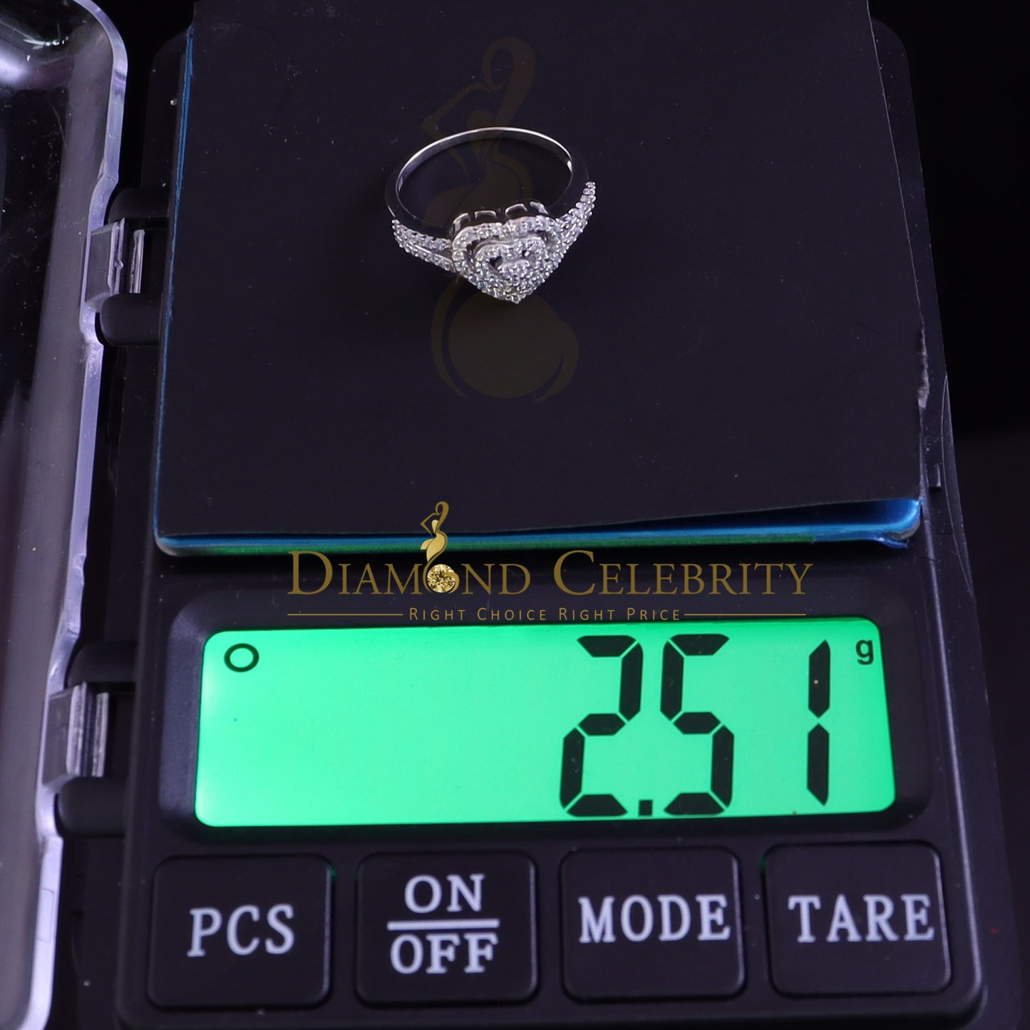 DiamondCelebritees 0.63ct Cubic Zirconia 925 Silver White Shiny Heart Engagement Womens Ring Size 7