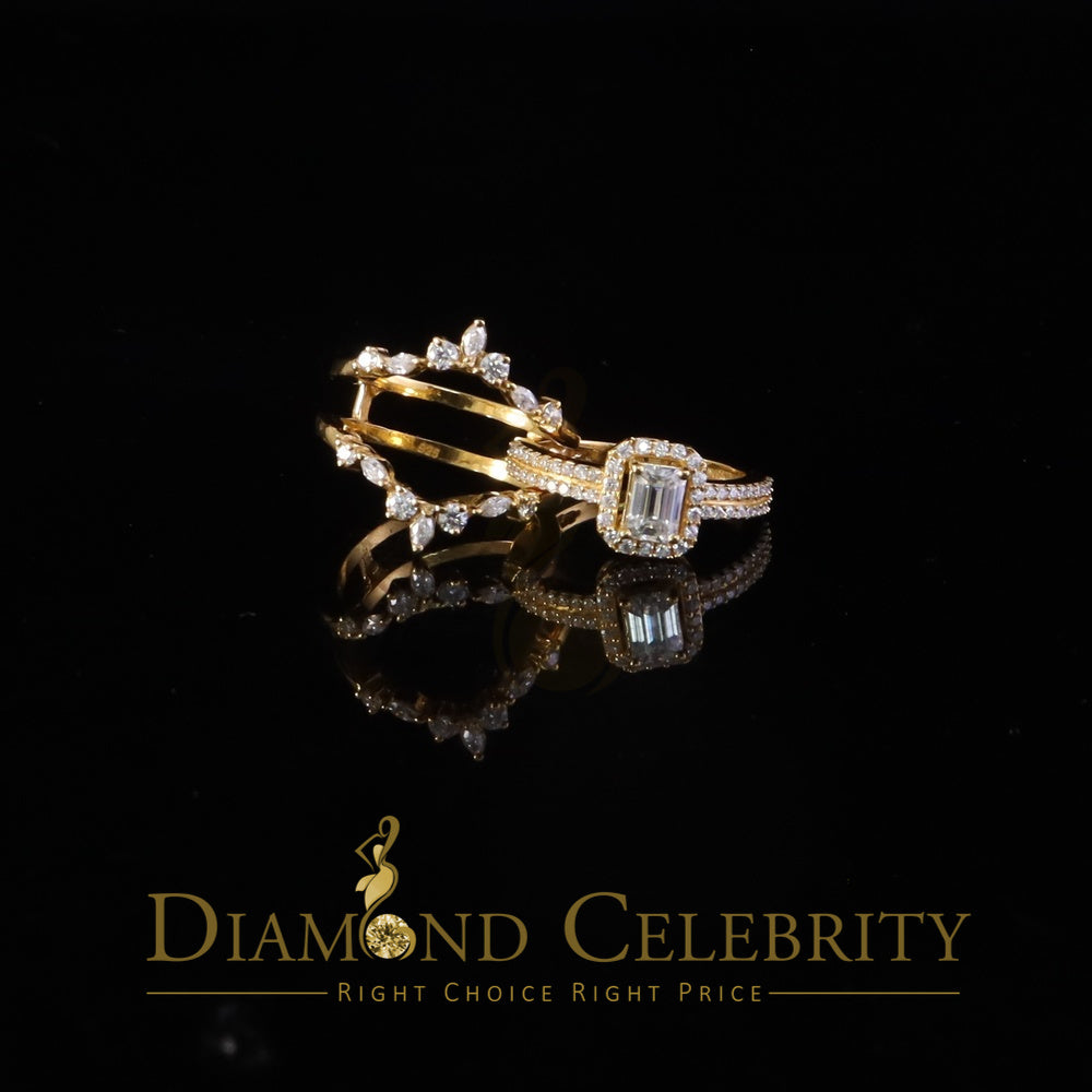 DiamondCelebritees Solitaire Enhancer Guard Wrap Ring Insert 2CT Moissanite 925 Silver Yellow SZ 7