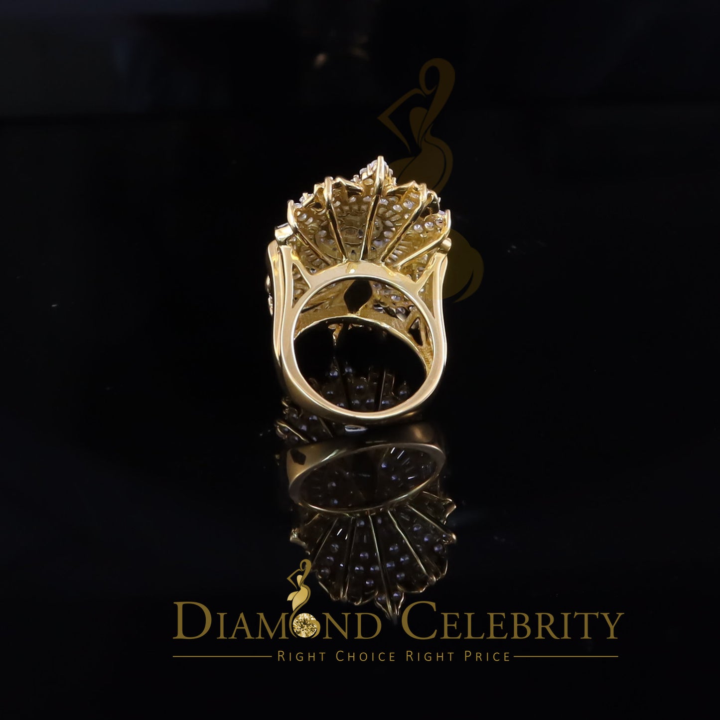 DiamondCelebritees 11.00ct Cubic Zirconia 925 Sterling Silver Yellow Cocktail Womens Ring Size 9