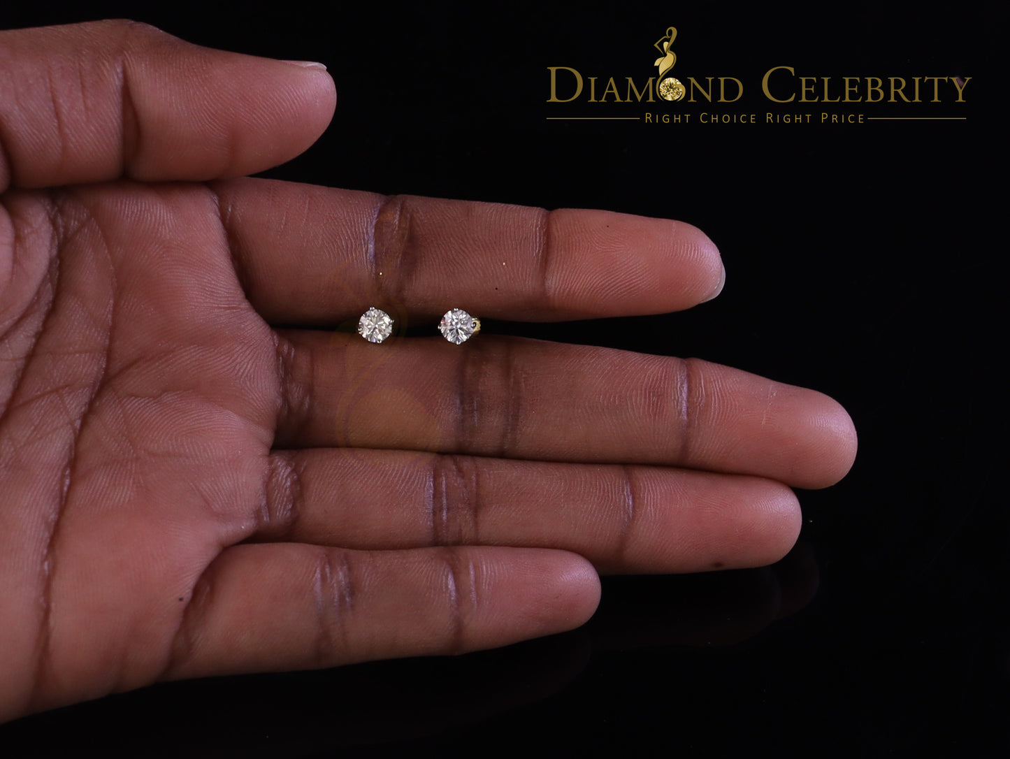 DiamondCelebritees Round 0.50ct VVS 'D' Moissanite Men's/Womens 925 Silver Yellow Stud Earrings