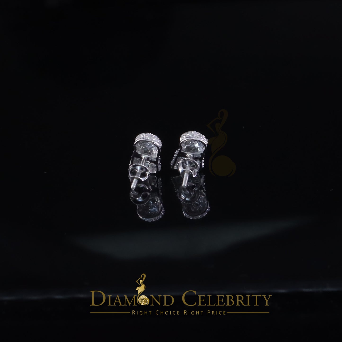 DiamondCelebritees Small 0.25ct Diamond 925 Silver White 6.50MM Men's & Women Jesus Stud Earring