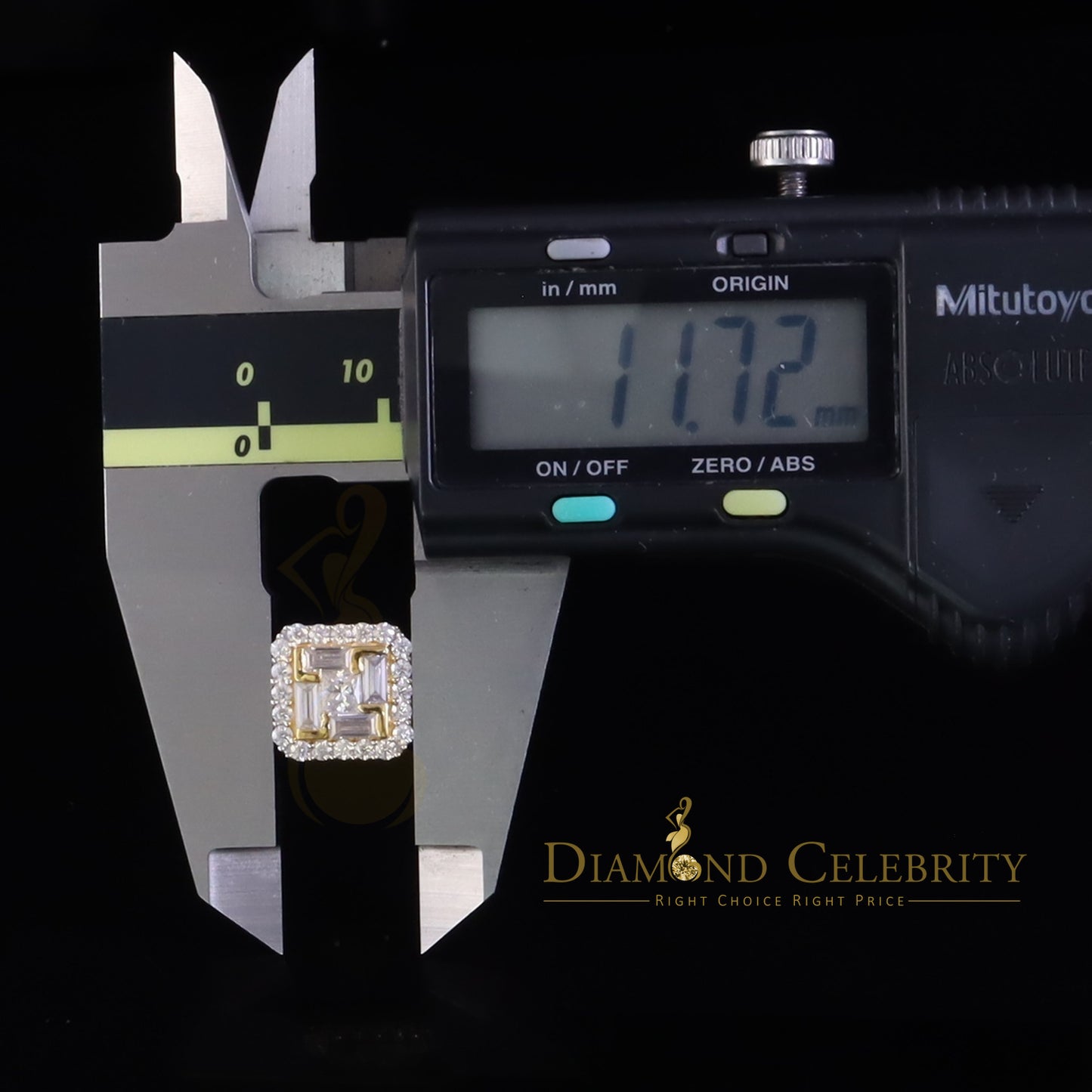 DiamondCelebritees New Men's Yellow Square Stud 925 Silver 1.66ct VVS 'D' Moissanite Womens Earring