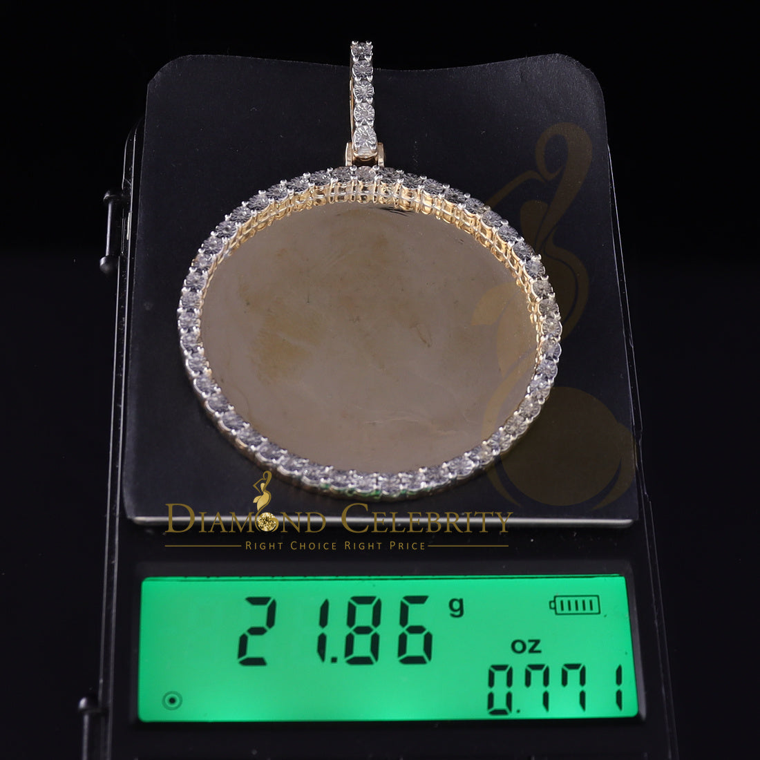 DiamondCelebritees Real 0.25ct Diamond 925 Sterling Silver 2" PICTURE Charm Fashion Yellow Pendant
