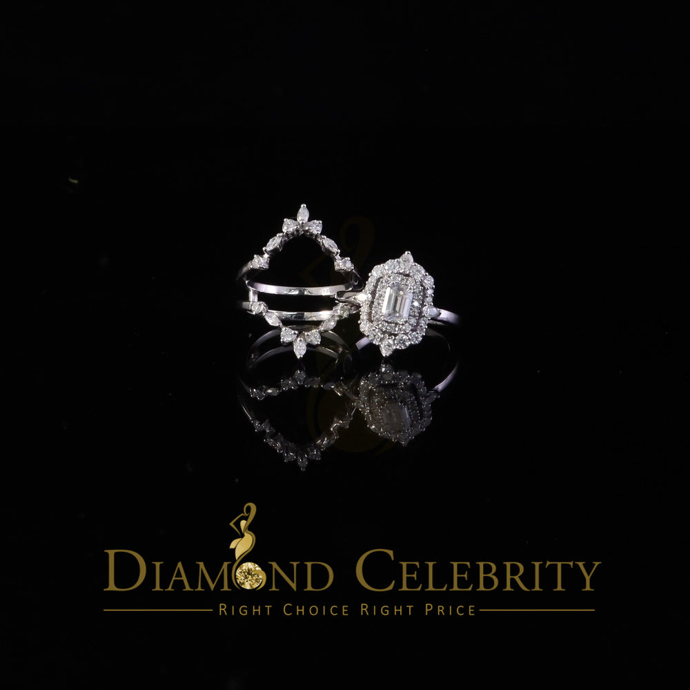 DiamondCelebritees 925 White Silver Solitaire Enhancer Guard Wrap Ring 2.00ct Moissanite Size 7