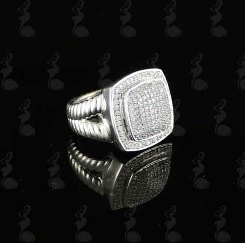 DiamondCelebritees 925 Silver White 2.00ct Cubic Zirconia Wide Square Albion Womens Ring Size 8