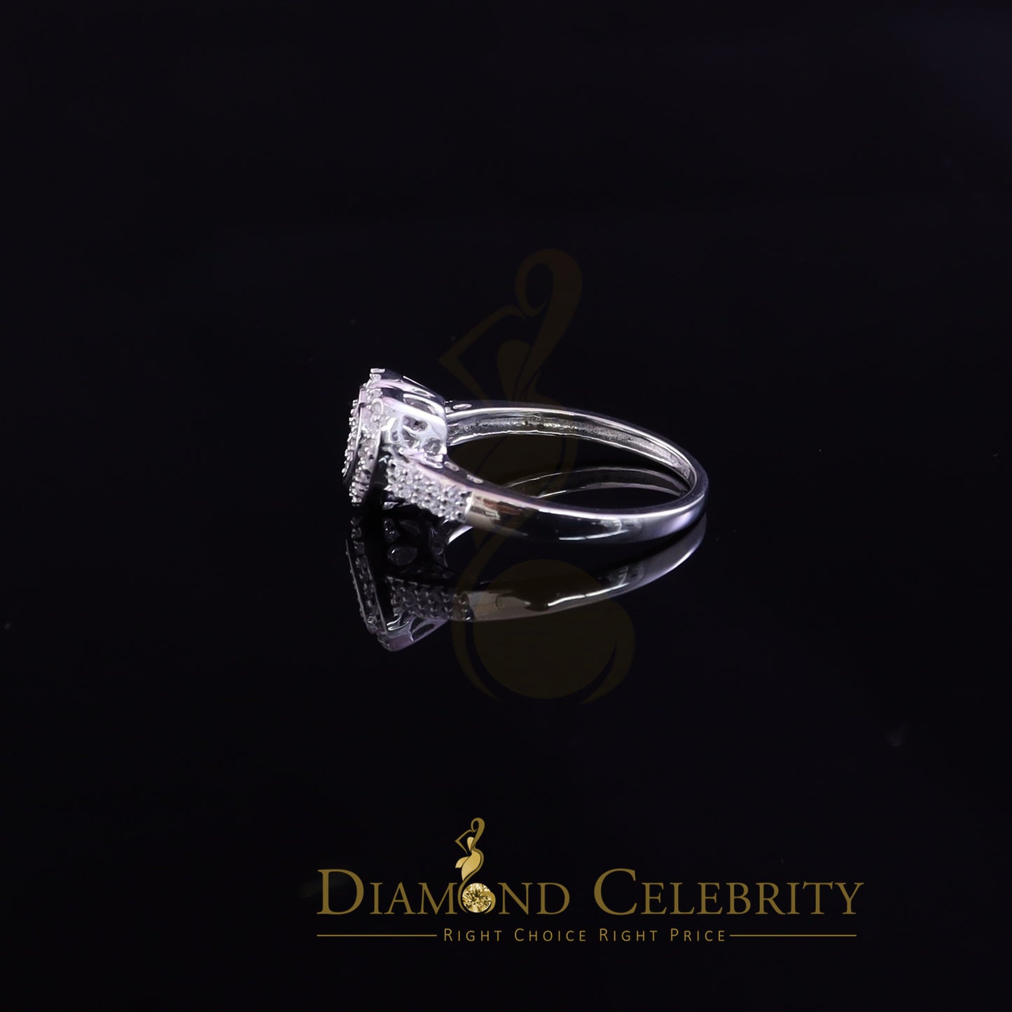 DiamondCelebritees 925 Silver 0.59ct Shiny Cubic Zirconia White Heart Engagement Womens Ring Size 7