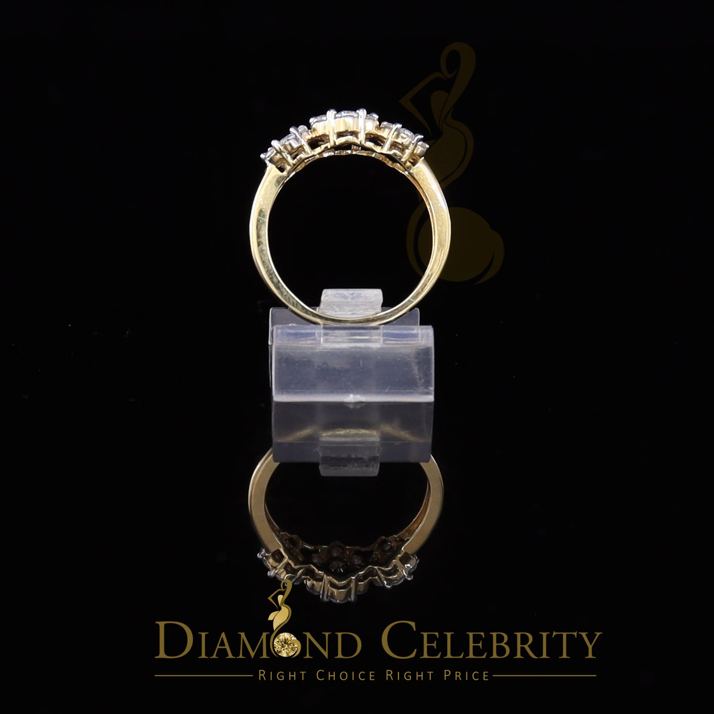 DiamondCelebritees Sterling Yellow Silver Floral-Shaped Cubic Zirconia 2.0ct Womens Ring Size 7