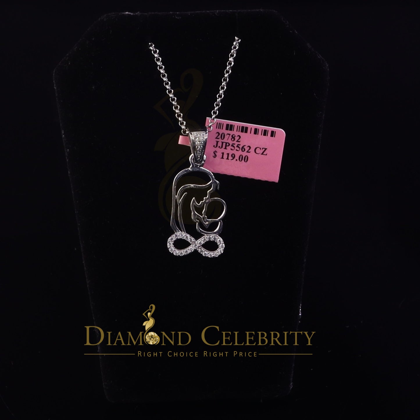 DiamondCelebritees Buy 0.31ct CZ Infinity Special Mother's Child Sterling Silver White Pendant