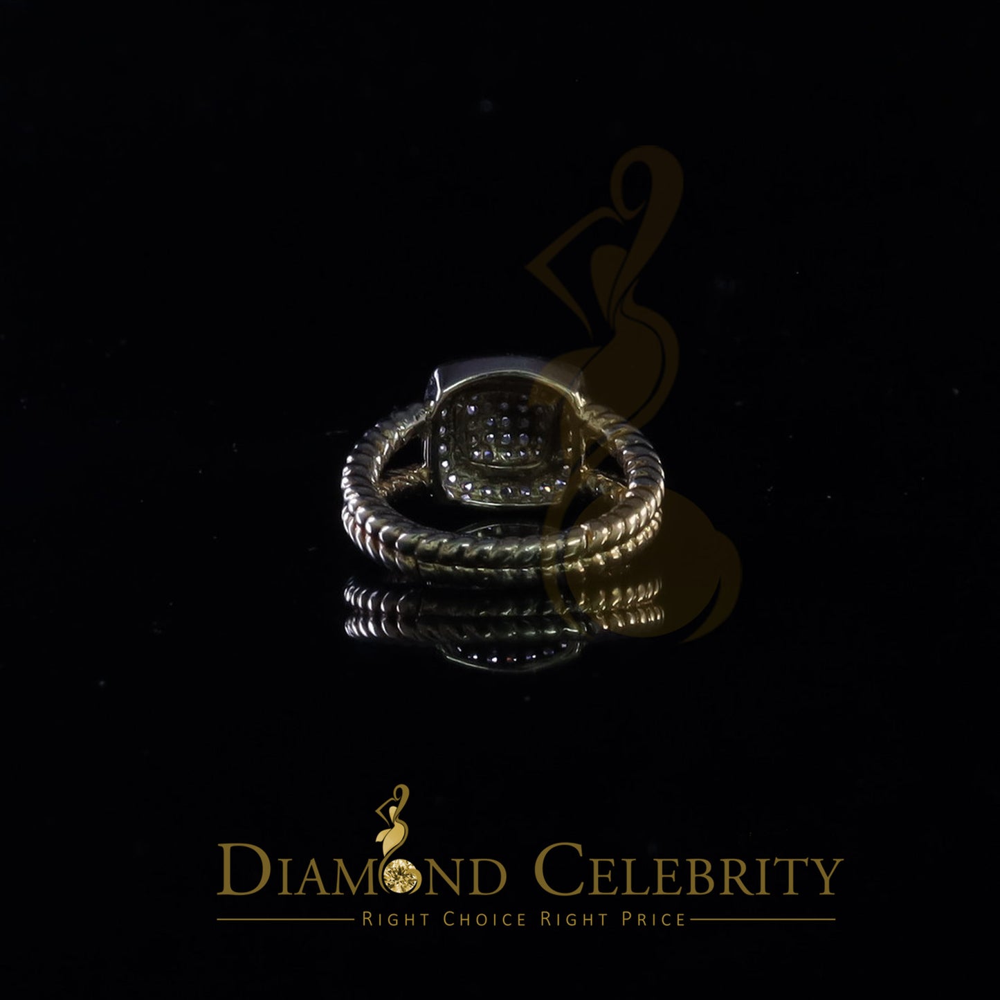 DiamondCelebritees 0.95ct Cubic Zirconia 925 Sterling Yellow Silver Square Womens Ring Size 7.5