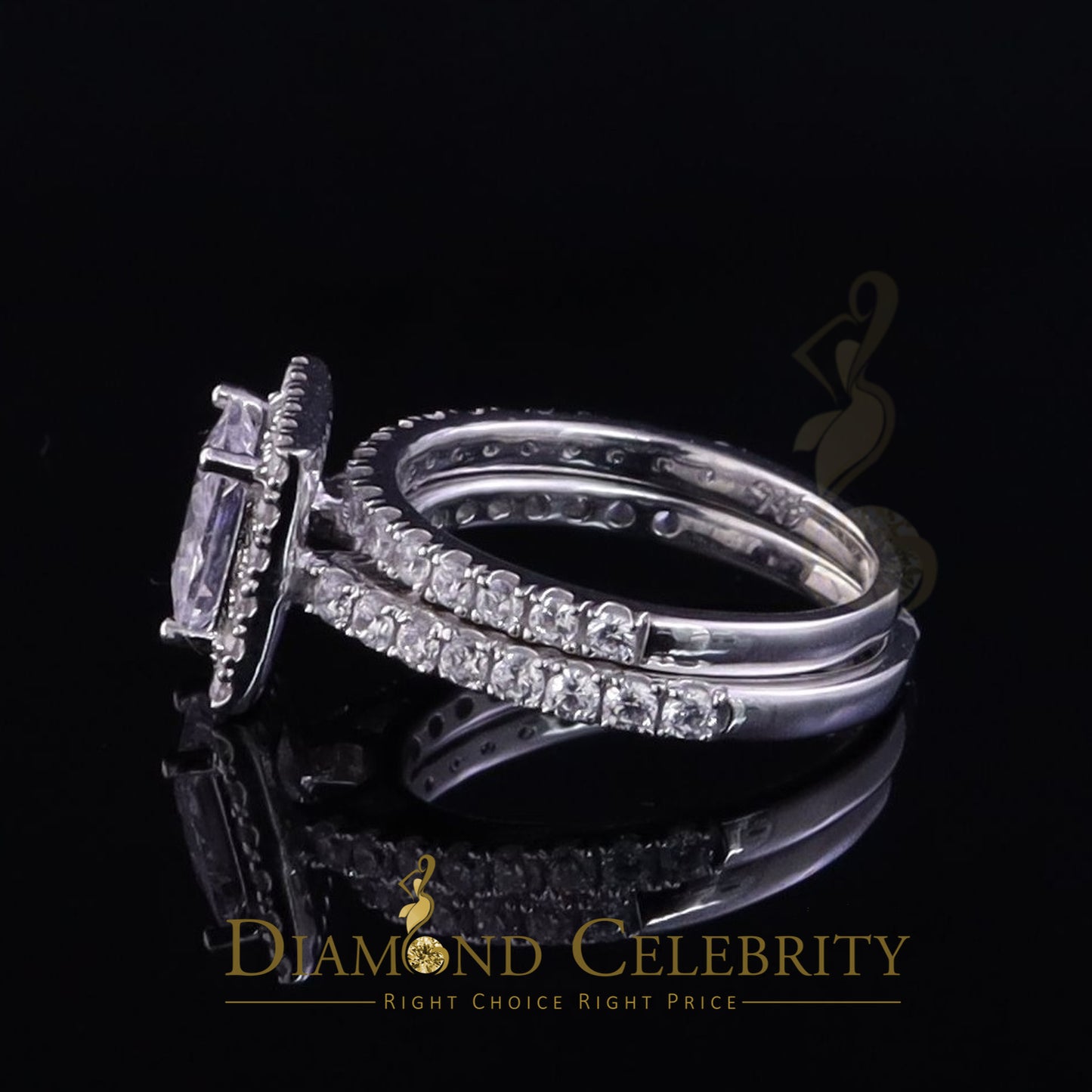 DiamondCelebritees 5.22ct White Cubic Zirconia 925 Sterling Silver Bridal Style Womens Ring SZ 6.5
