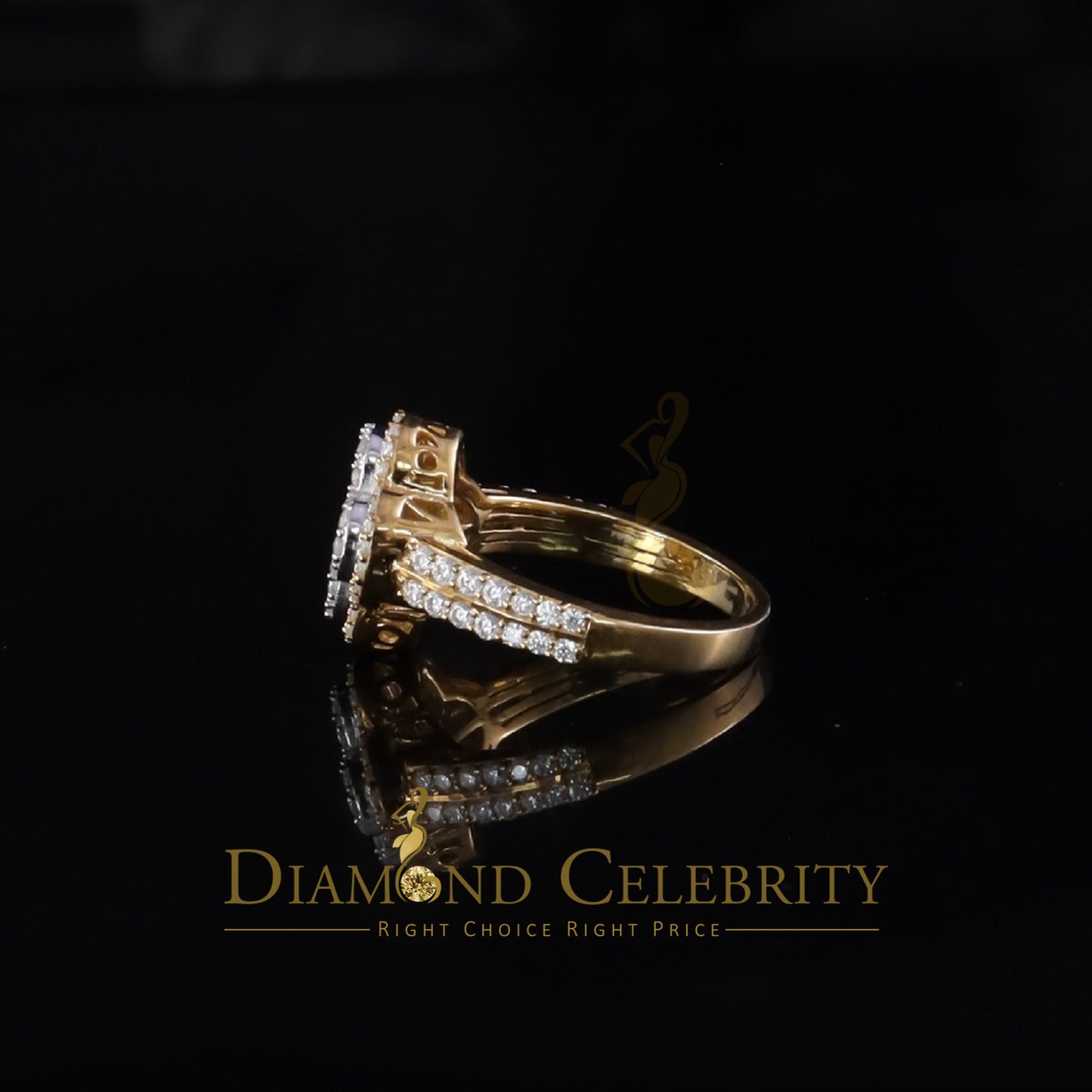 DiamondCelebritees 1.66ct VVS D Four Leaf Clover Silver Moissanite Yellow For Women's Ring Size 7