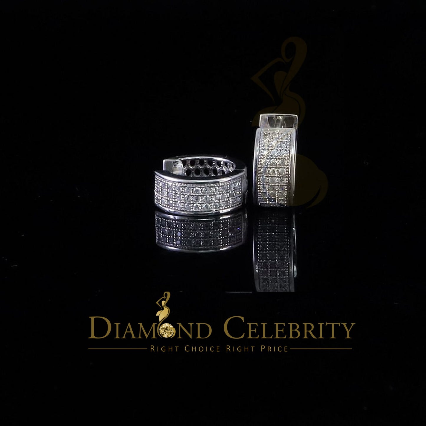DiamondCelebritees Hip Hop White 925 Silver 0.66ct Cubic Zirconia Women's & Men's Hoop Earrings