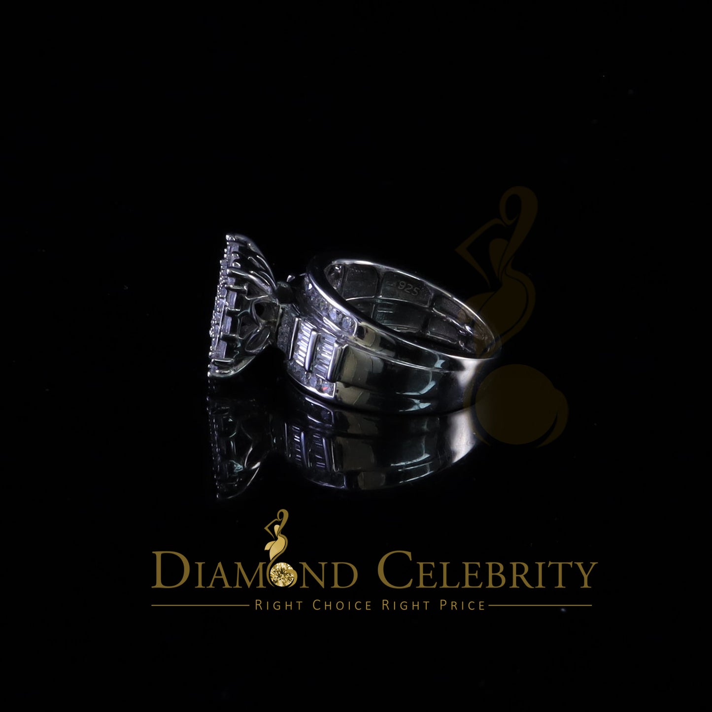 DiamondCelebritees 925 White Square 2.34 ct Cubic Zirconia Silver Engagement Womens Ring Size 7