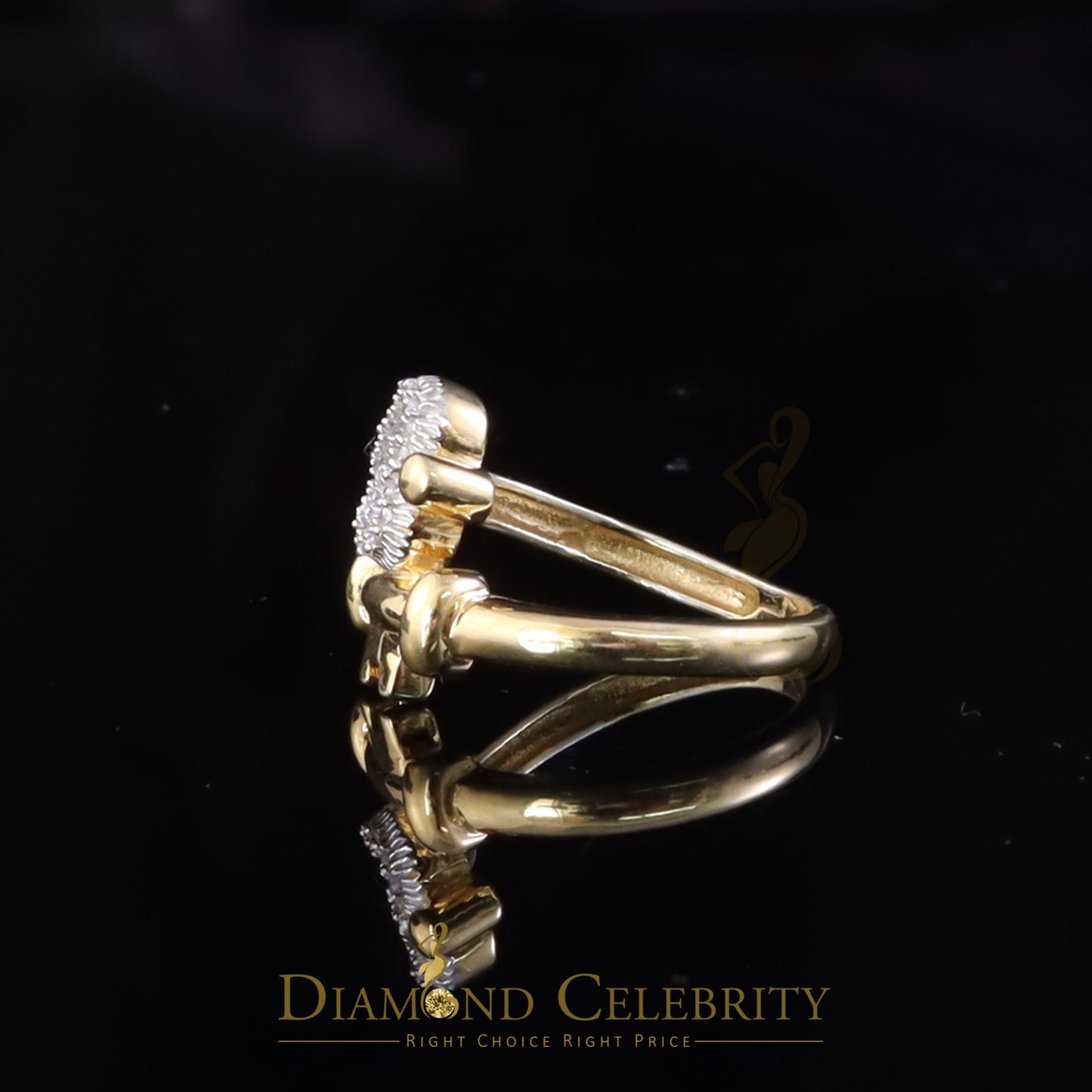 DiamondCelebritees 925 Yellow Silver 0.20ct Cubic Zirconia Promise Heart Key Womens Ring Size 8